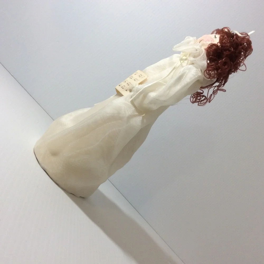 Vintage Standing Singer Choir Paper Mache Head Christmas Tree Topper Red Hair